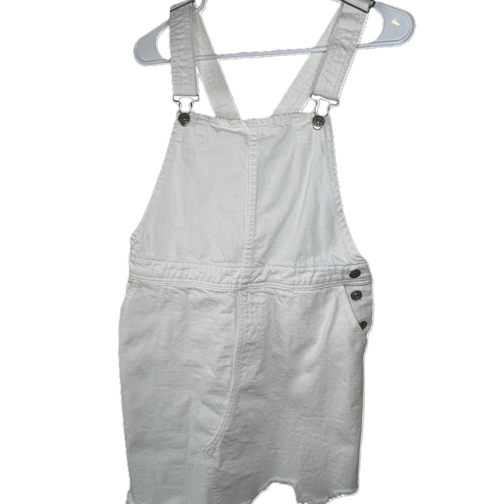 Envy White Denim Overall Skirt Womens Small Pinafore Dress Mini Festival Boho - Picture 9 of 10